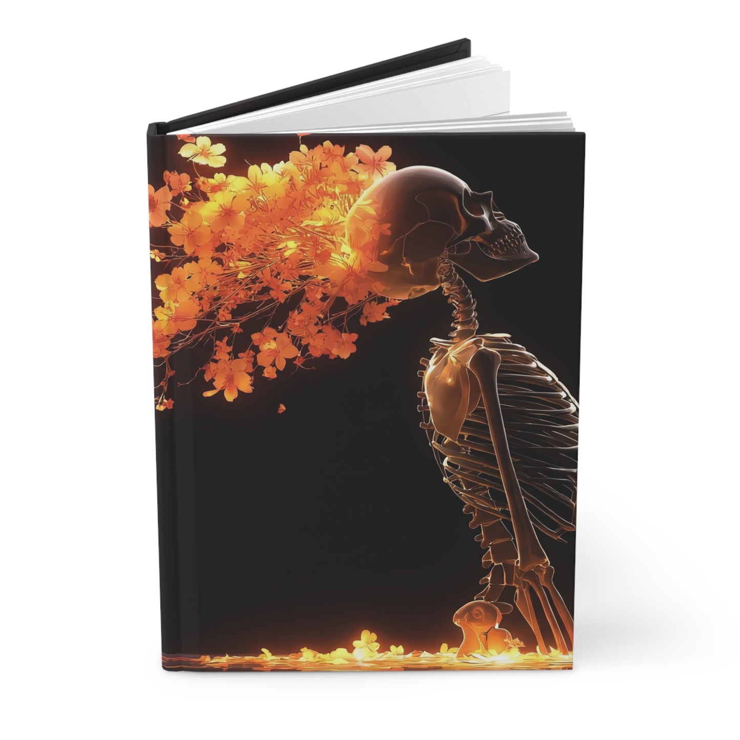 Blossoming Skeleton Hardcover Journal Matte – Golden Petals of Renewal