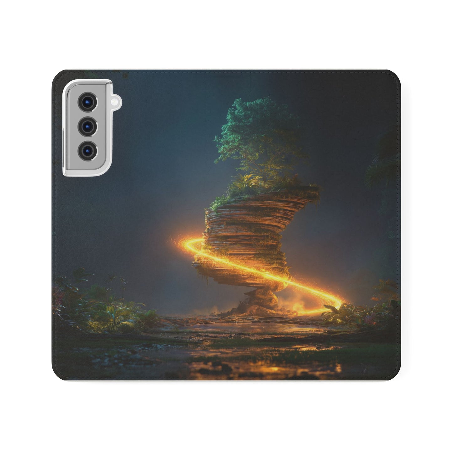 Luminous Floating Island Flip Cases – Amber Twilight Sanctuary