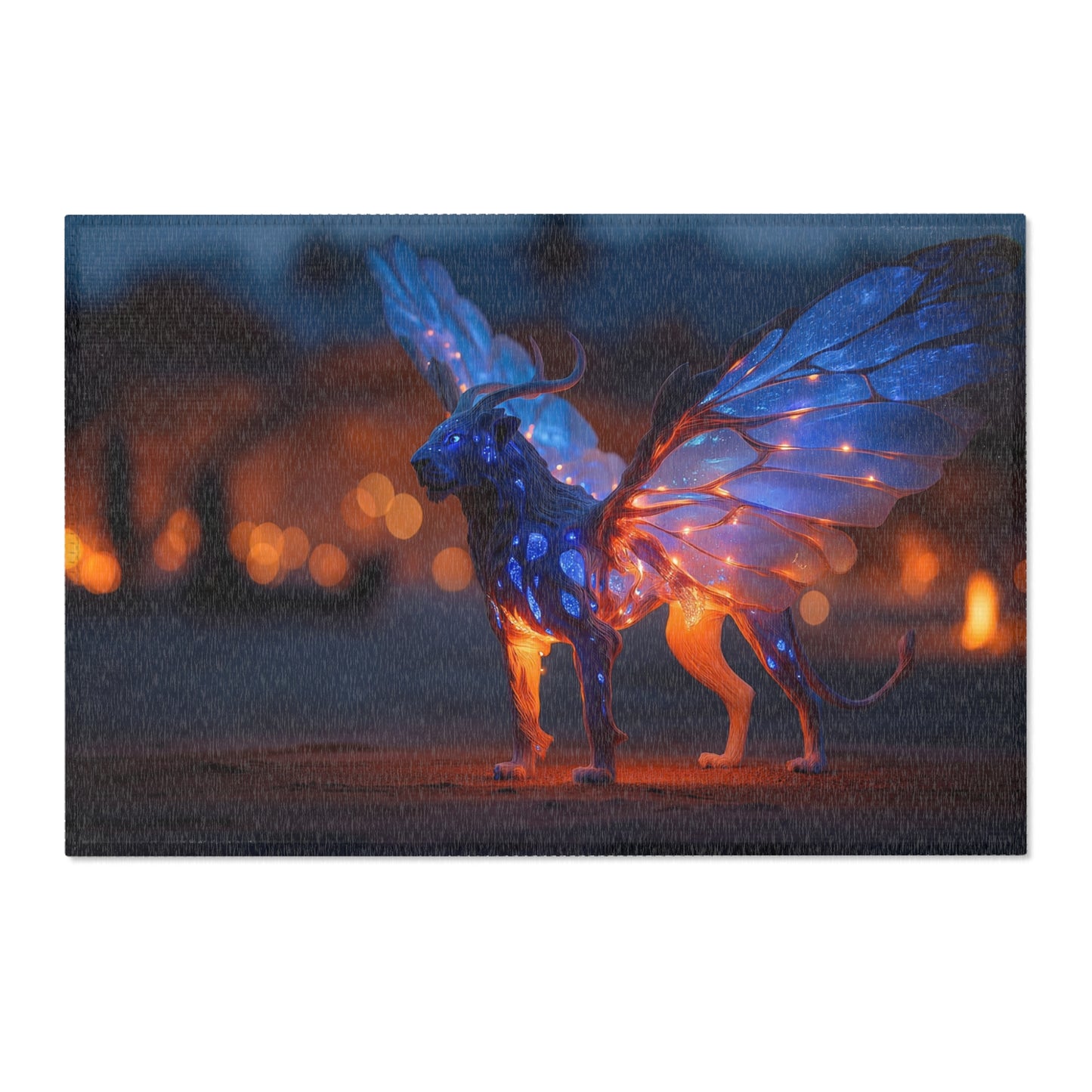 Celestial Lynx Area Rugs – Twilight Wingscape with Glowing Veins