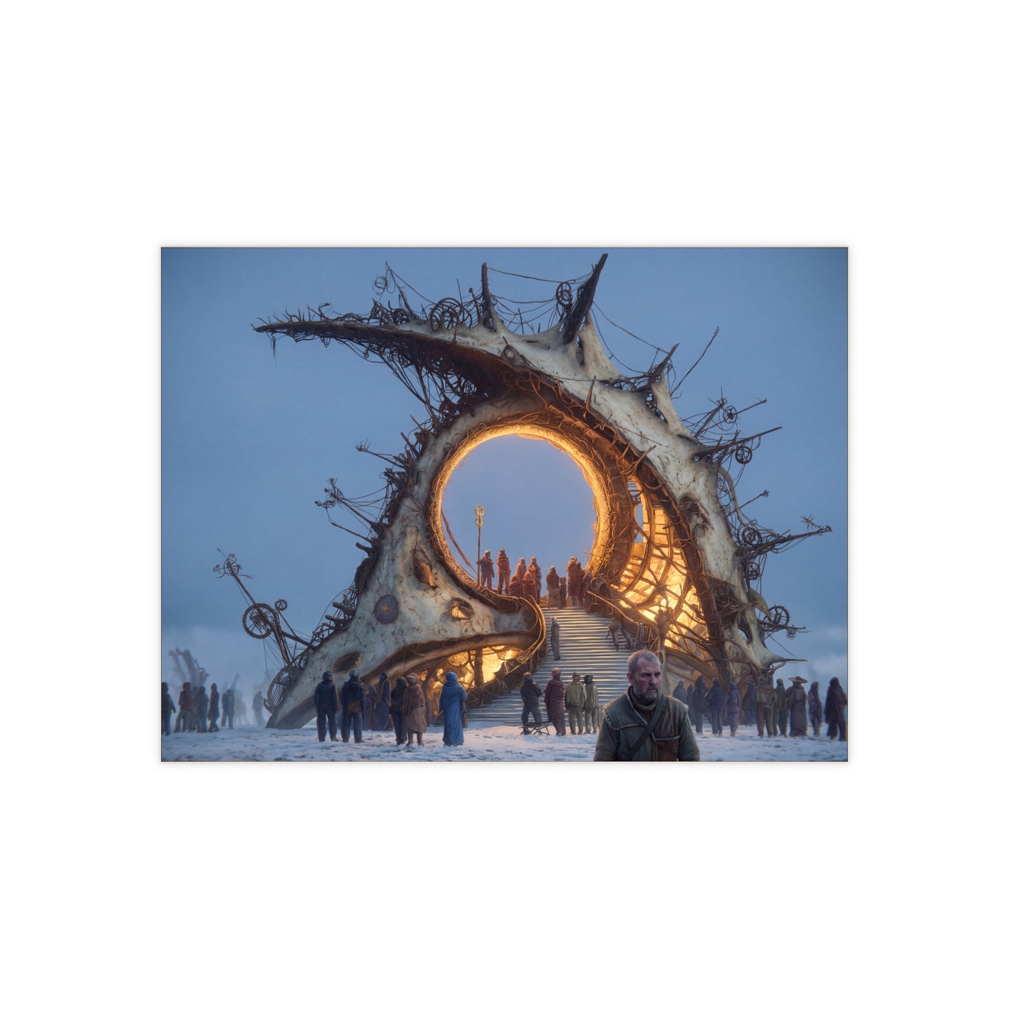 Threshold Gate Ceramic Photo Tile – Frostbound Portal to a Whispering Realm