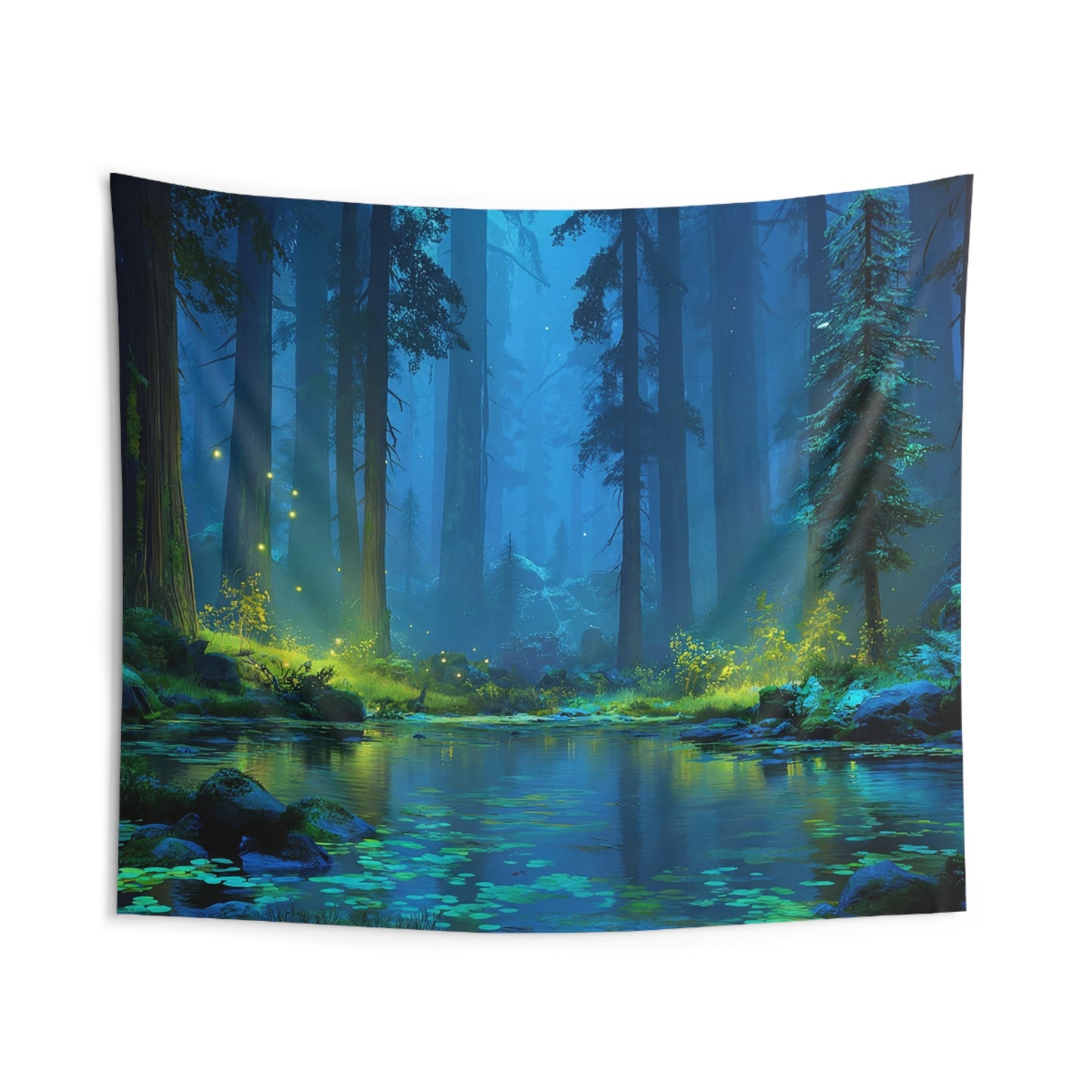 Whispering Forest Tapestries – Bioluminescent Night Creek Dreamscape