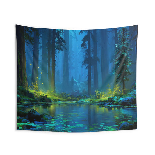 Whispering Forest Tapestries – Bioluminescent Night Creek Dreamscape
