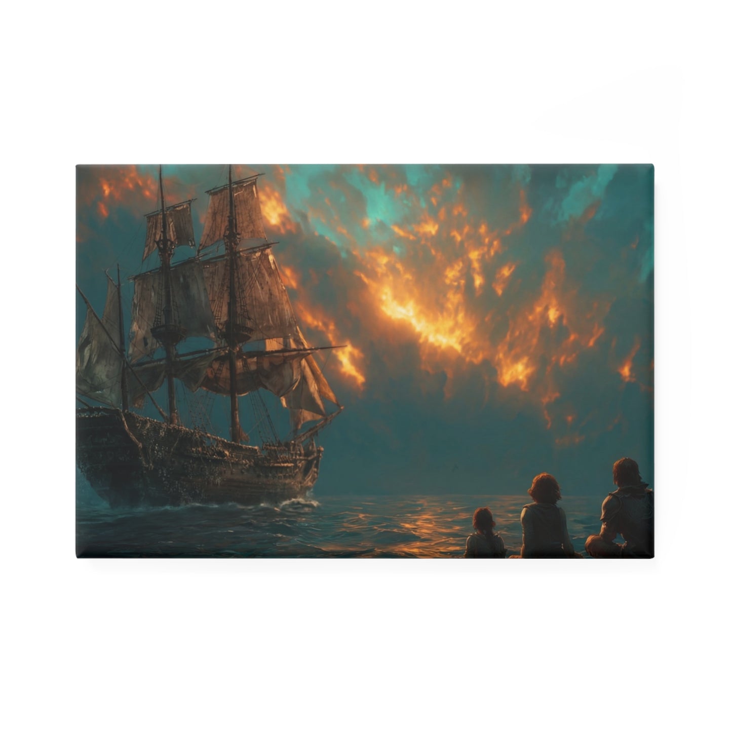 Dusk Voyage Button Magnet, Rectangle (1 & 10 pcs) – Witnesses to the Setting Sun