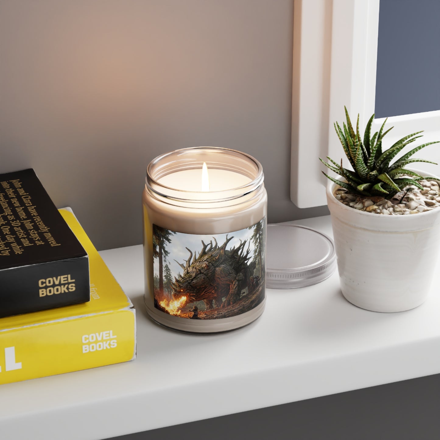 Ancient Wood Dragon Scented Soy Candles with White Lid, 9oz – Forest Fireheart Encounter