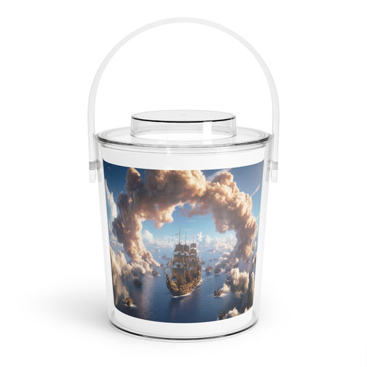 Armada Through Cloud Arch Ice Bucket with Tongs – Sunlit Seascape of Sovereign Ships