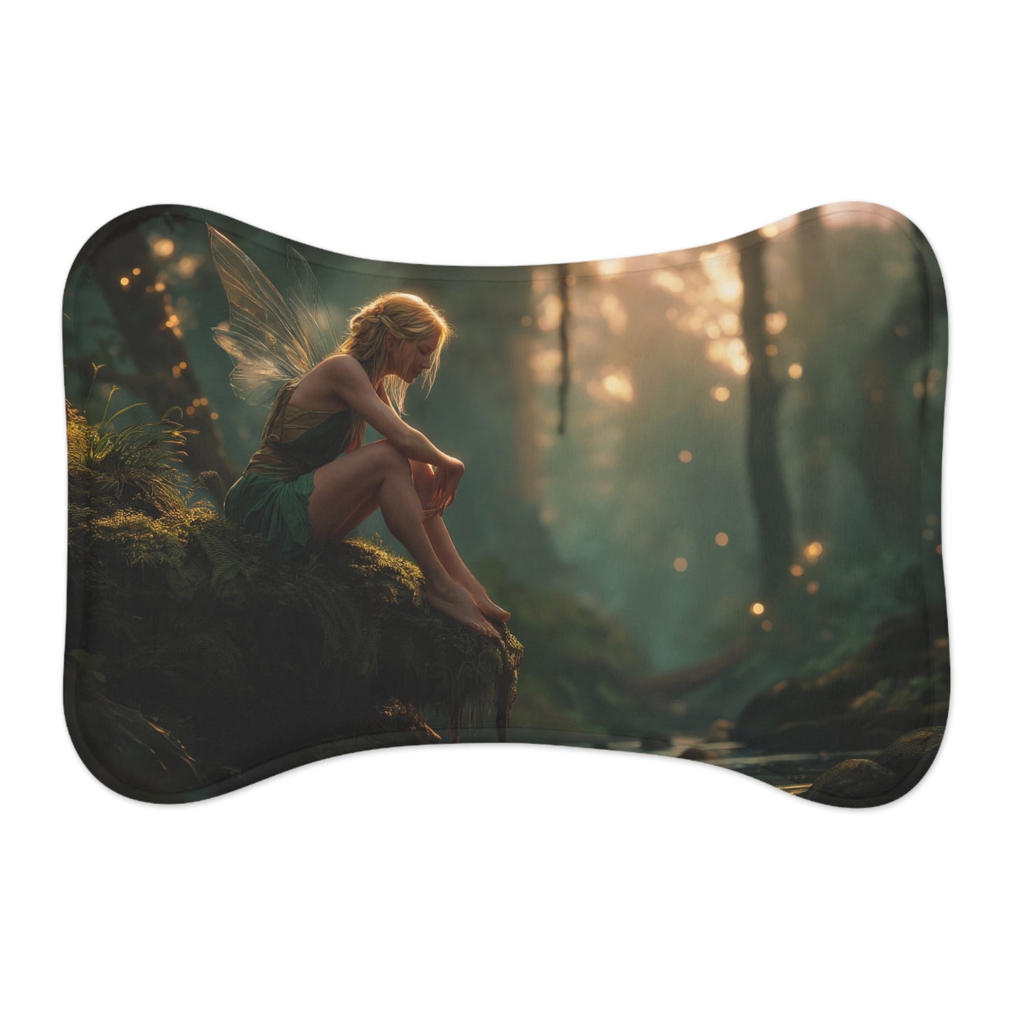 Mossy Stream Fairy Pet Feeding Mats – Golden Hour Forest Guardian