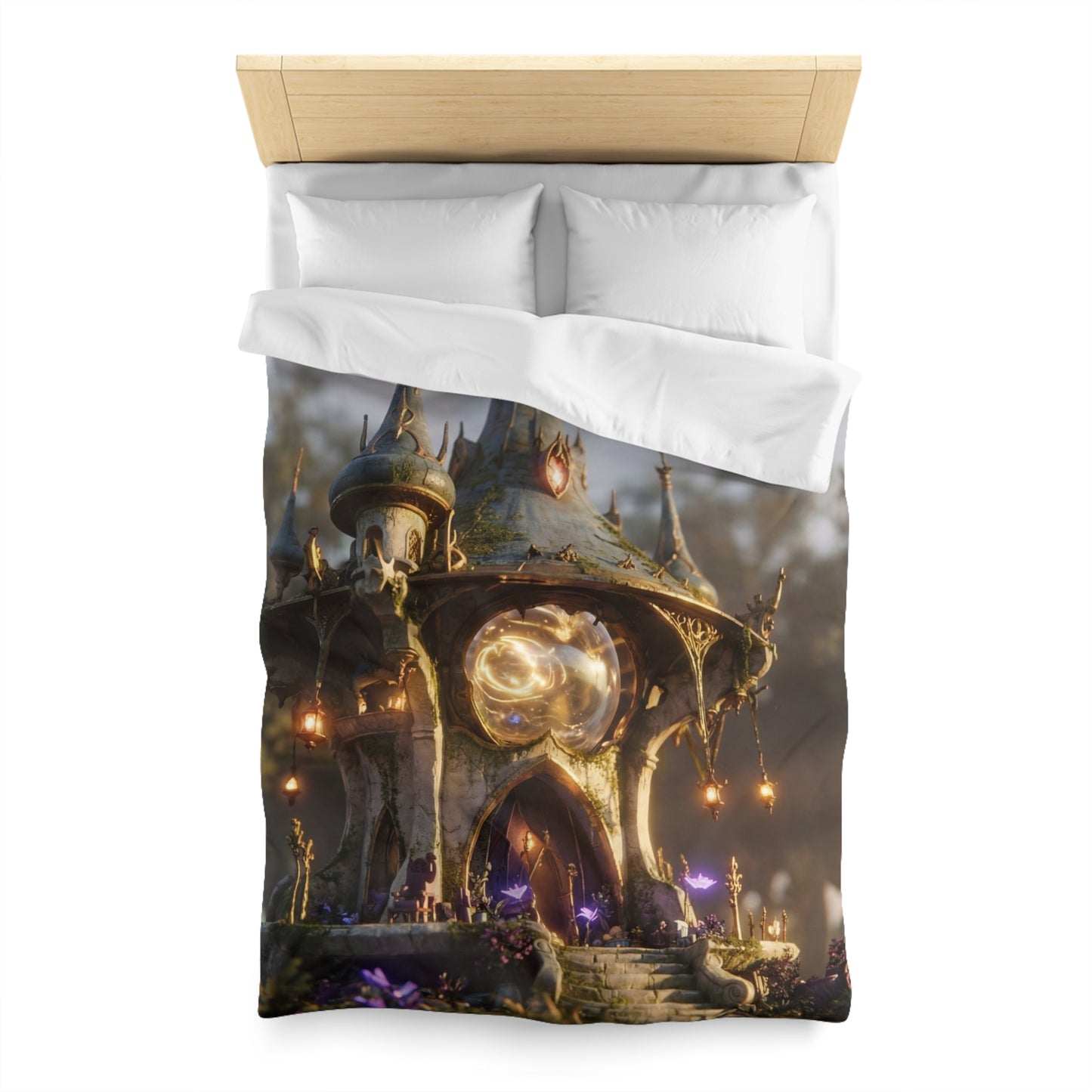 Whispering Observatory Duvet Cover – Twilight Magic in Stone