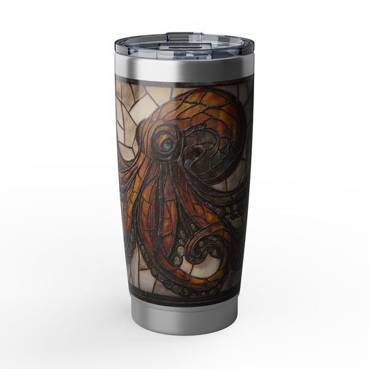 Stained Glass Octopus Vagabond 20oz Tumbler – Amber Depths and Iron Lace