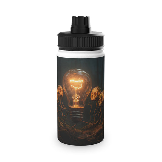 Illuminated Idea Lightbulb Stainless Steel Water Bottle, Sports Lid – Whispering Forest of Forgotten Minds