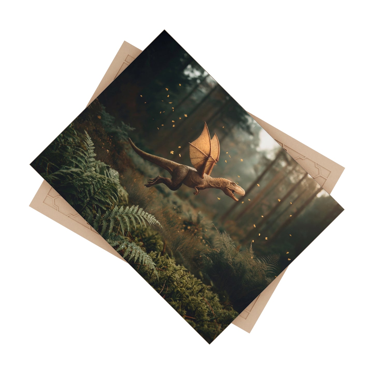 Winged Dinosaur Forest Tile – Sunlit Glade Soaring