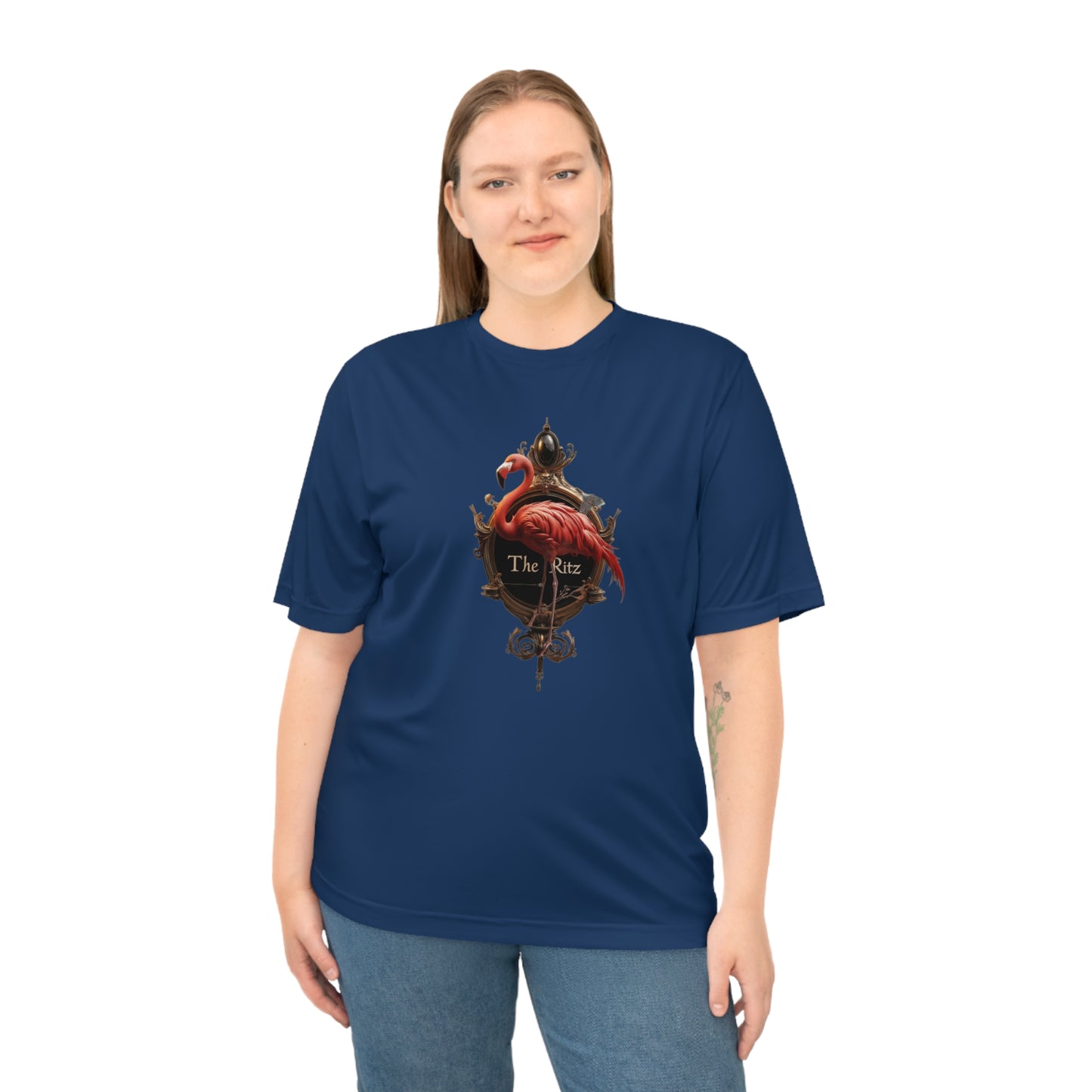 Crimson Flamingo Ornate Frame Tee – Golden Ritz Manor Emblem