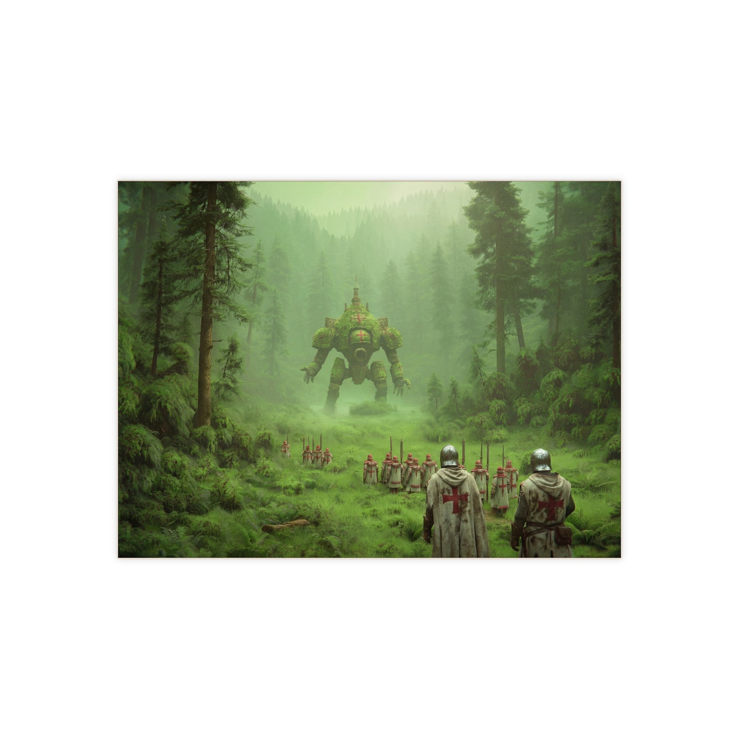 Moss-Covered War Machine Ceramic Photo Tile – Forest’s Silent Sentinel