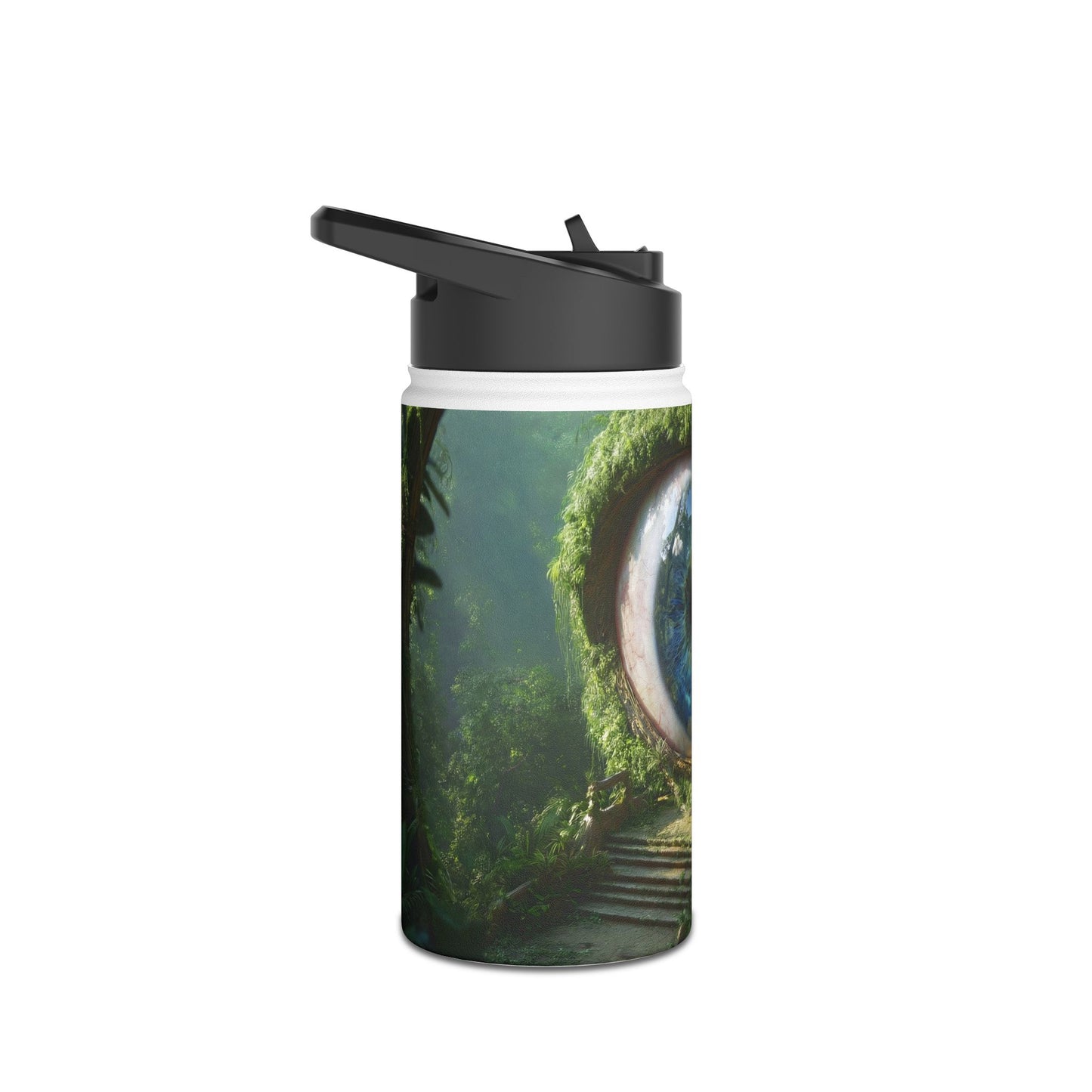 Guardian Eye of the Verdant Deep Stainless Steel Water Bottle, Standard Lid – Watchful Jungle Portal