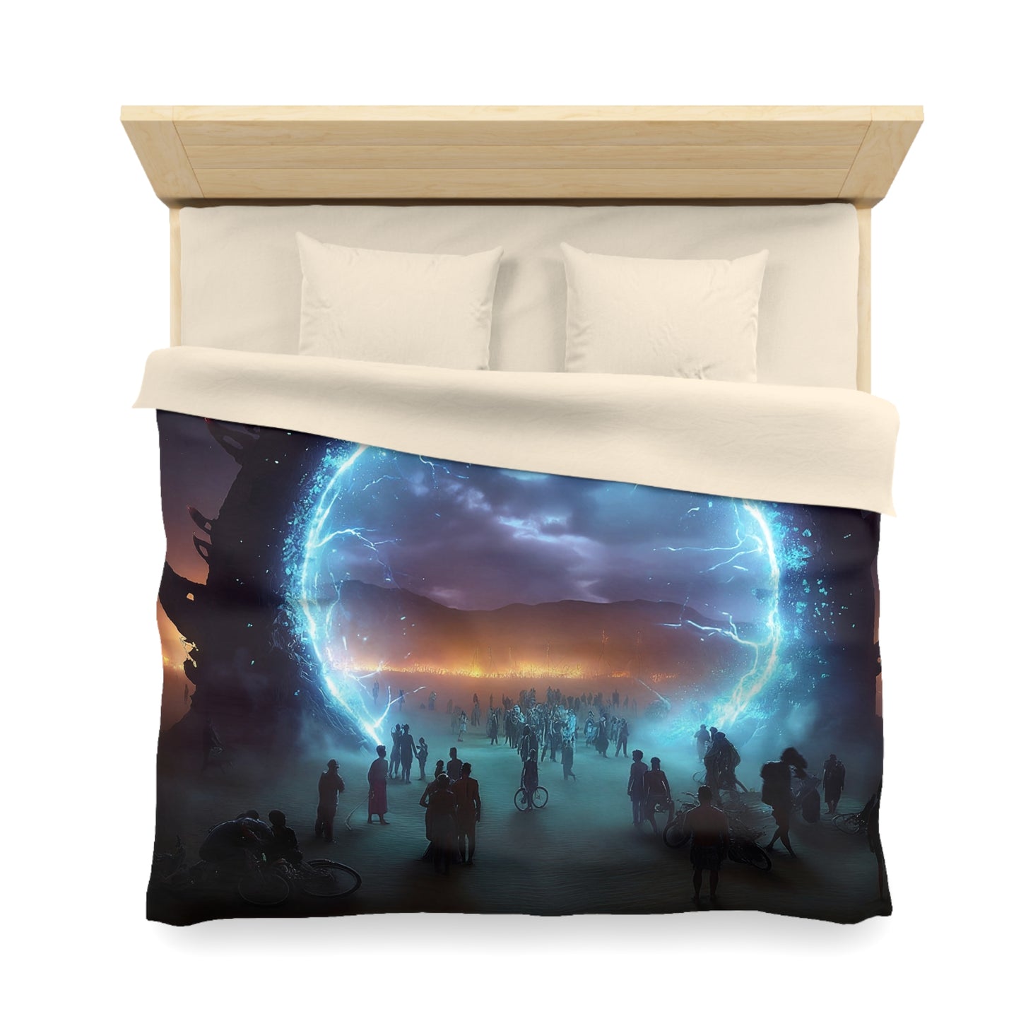 Celestial Portal Duvet Cover – Electric Rift in the Desert Night