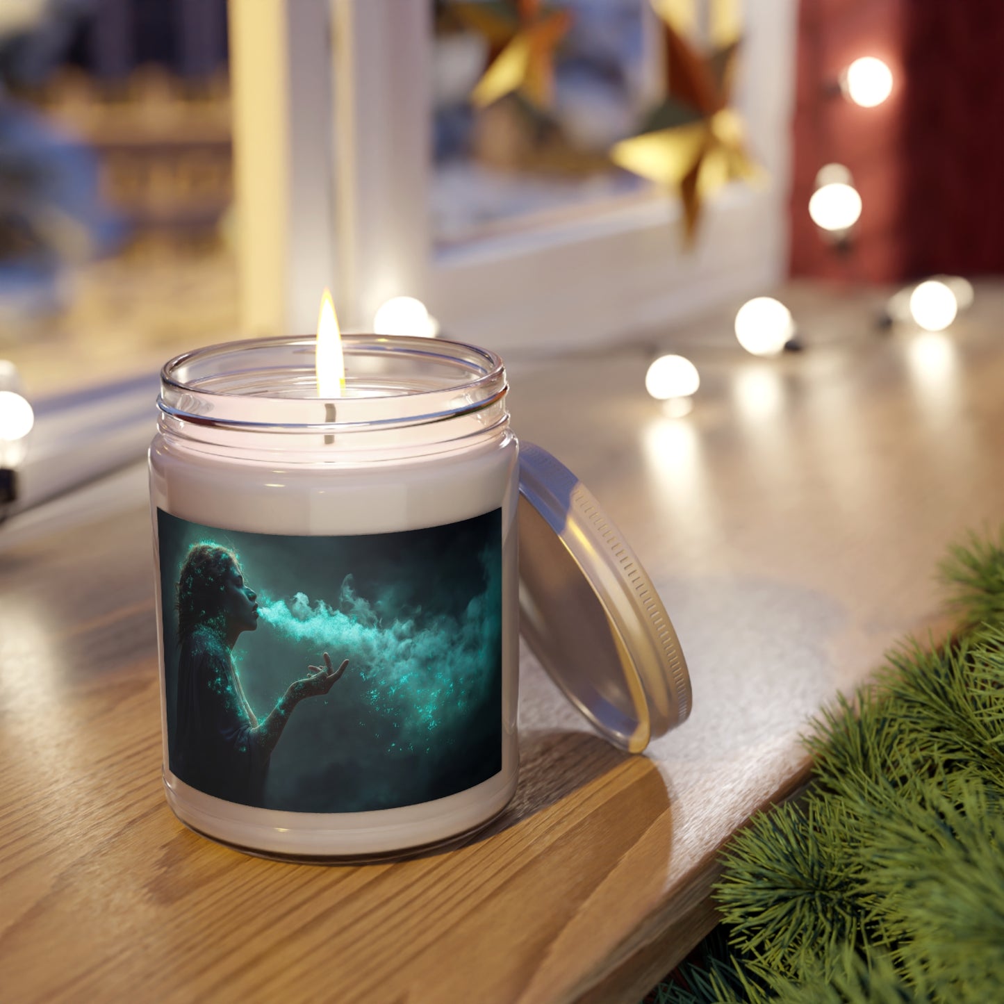 Whispering Enchanter Scented Soy Candles with White Lid, 9oz – Aura of Azure Dust