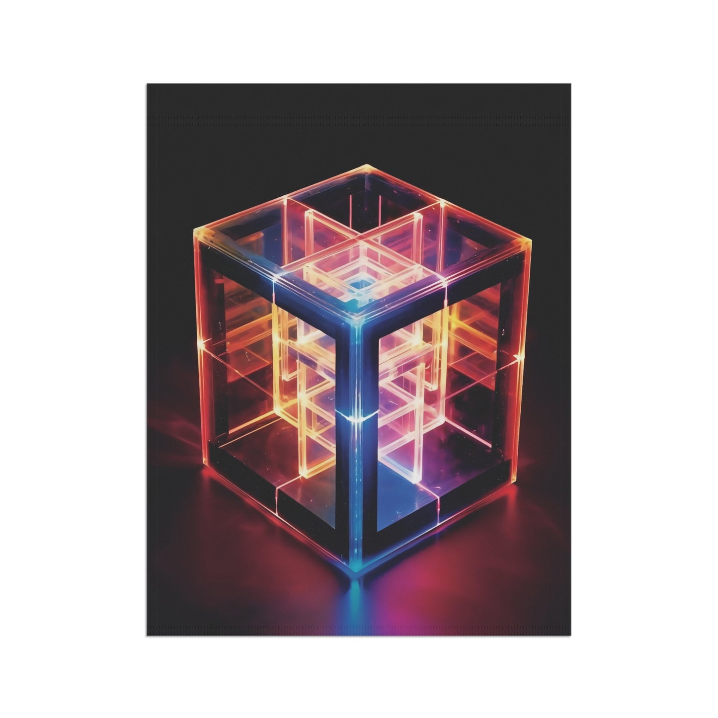 Neon Glowing Cube Art Print - Product