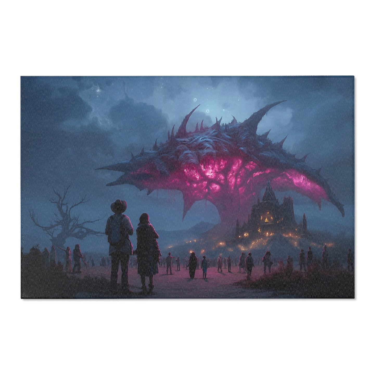 Cosmic Leviathan Rug – Twilight Skyfall Over Ancient Ruins