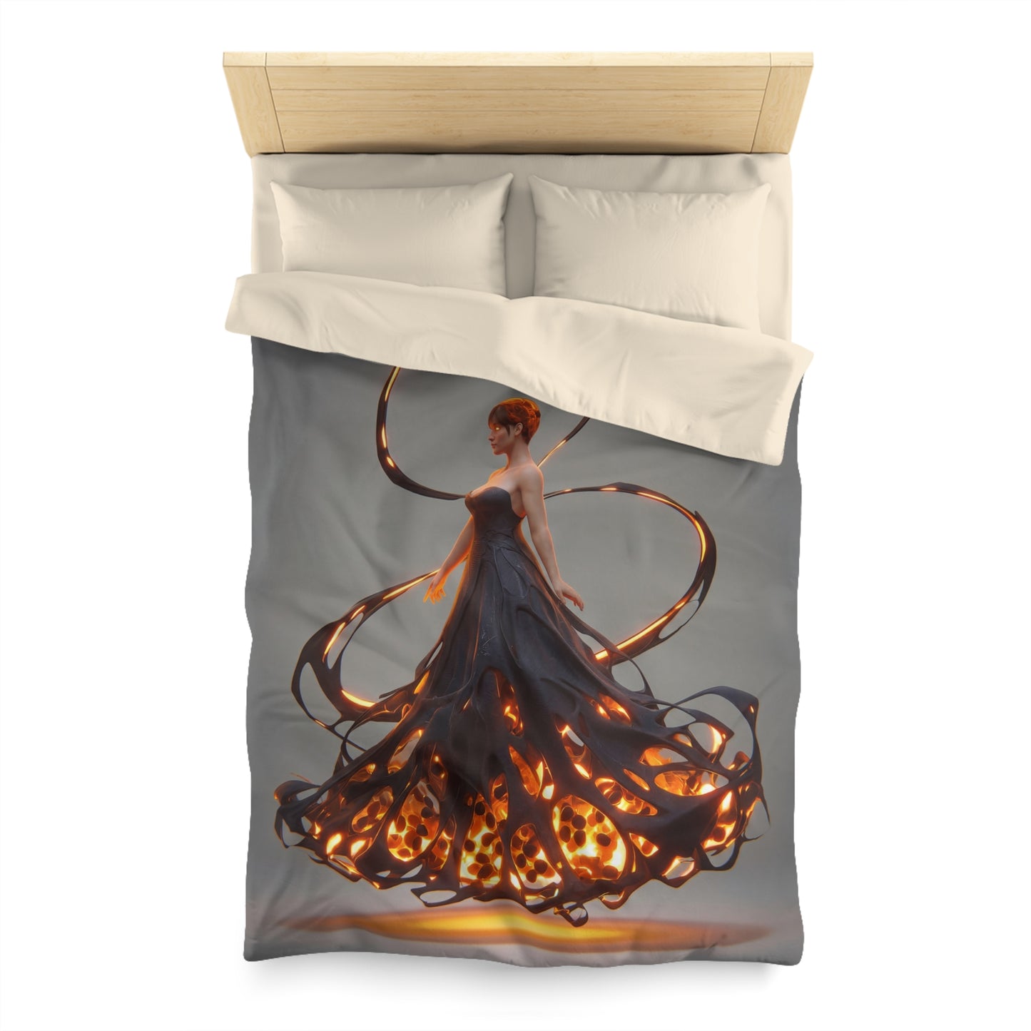 Luminal Dancer Microfiber Duvet Cover – Gilded Shadow Waltz
