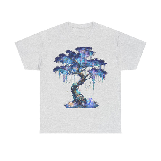 Mystic Glow Tree Unisex Heavy Cotton Tee – Bioluminescent Forest Guardian