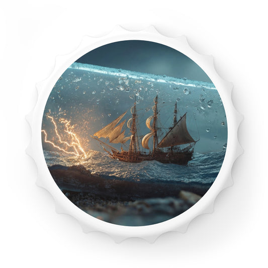 Storm-Sail Ship Bottle Opener – Sea Glass Prison of Lightning