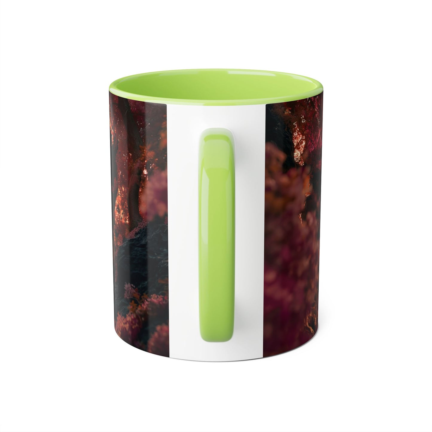 Crimson Heart Grove Accent Mugs, 11oz – Twisted Branches and Twilight Embrace