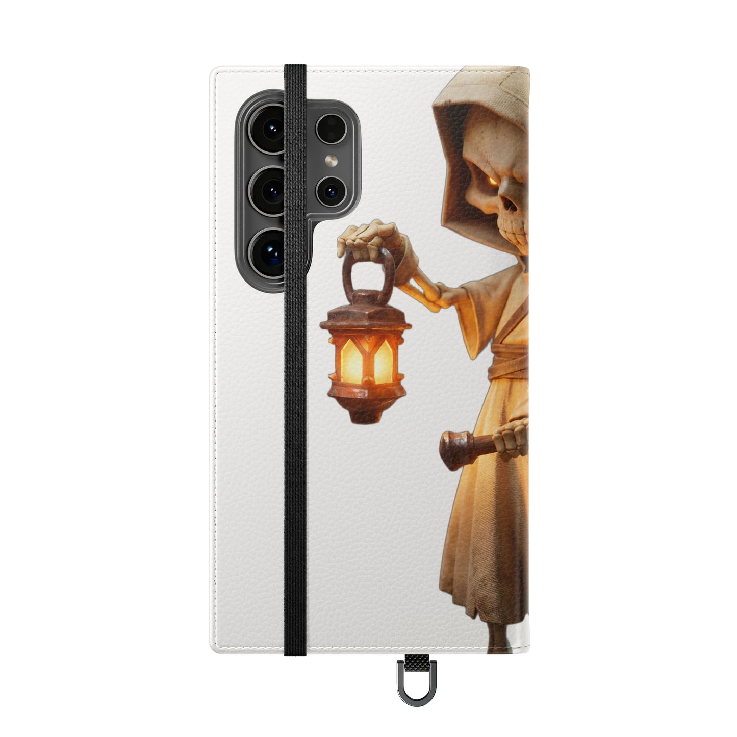 Lantern-Bearing Sentinel Flip Cases – Hooded Guardian with Scythe and Warm Glow