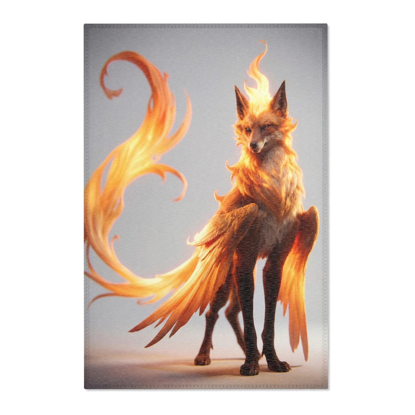 Phoenix Fox Area Rug – Amber Winged Flame Guardian
