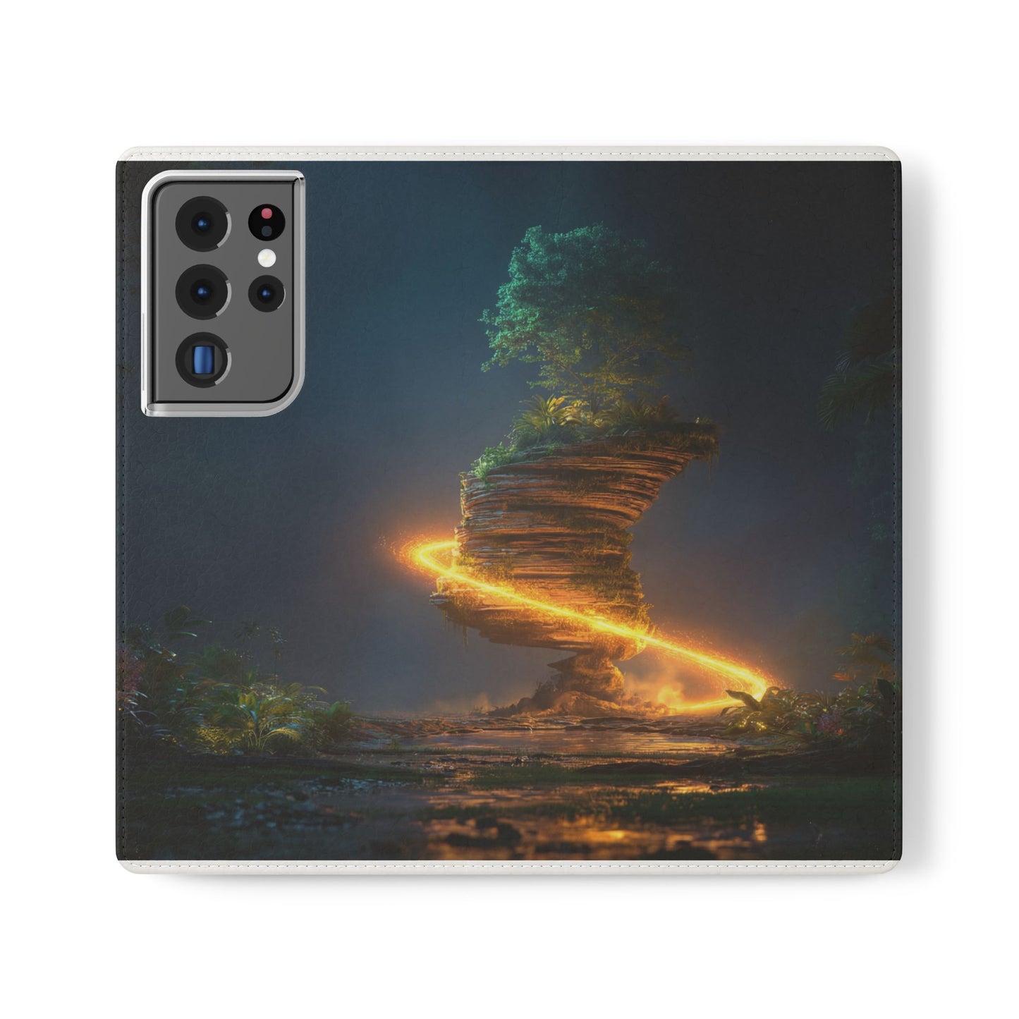 Luminous Floating Island Flip Cases – Amber Twilight Sanctuary