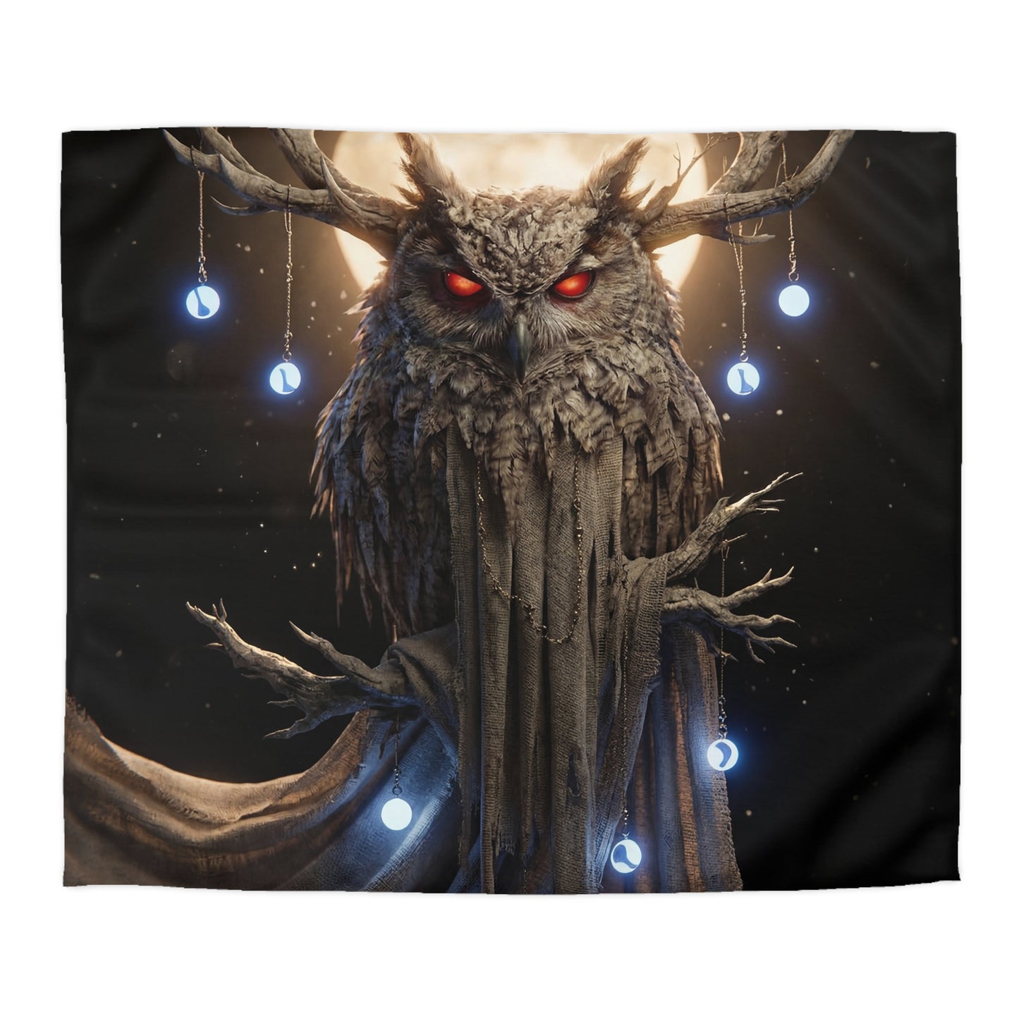 Moonlit Owl Sentinel Microfiber Duvet Cover – Watchful Wisdom Under Full Glow