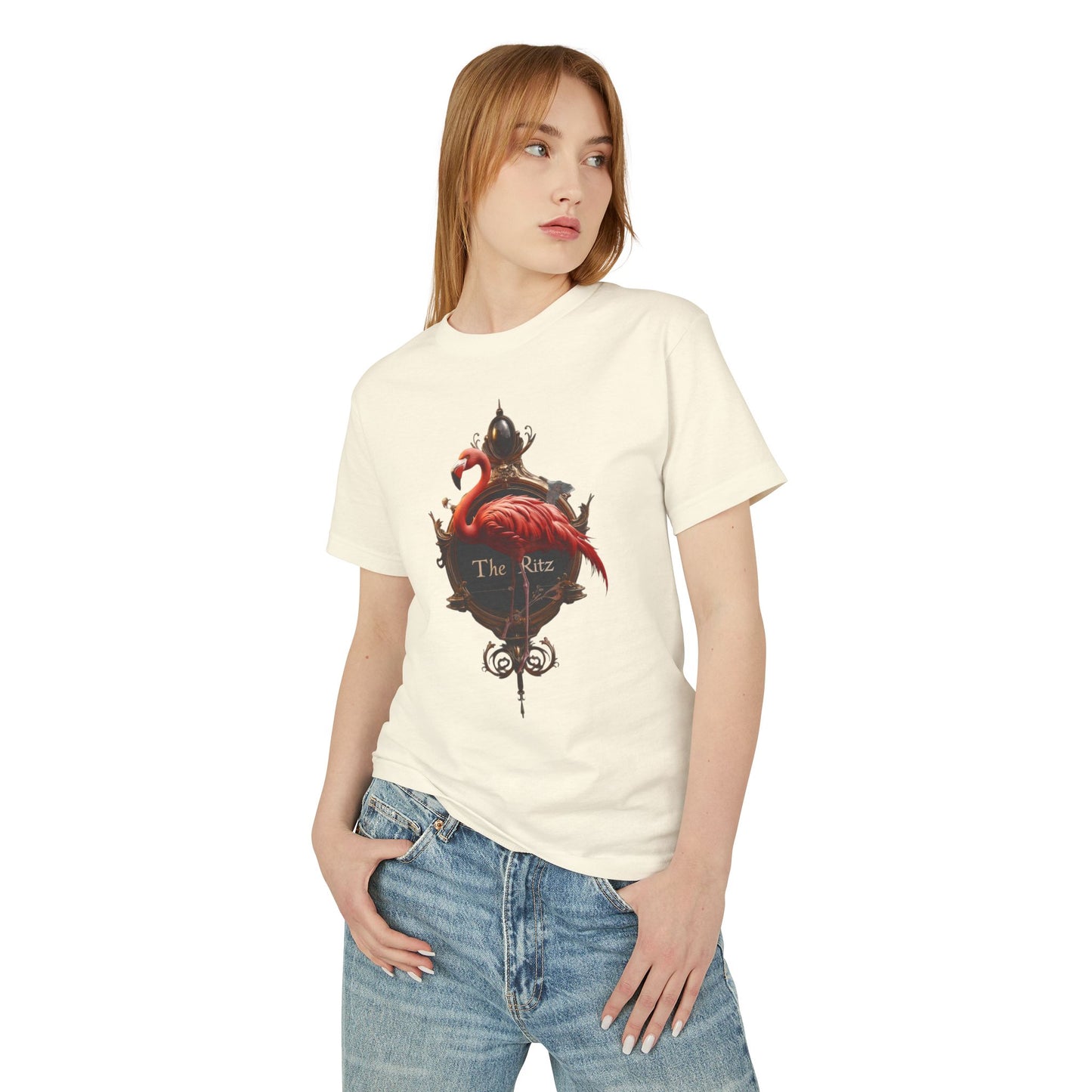 The Ritz Flamingo Ornate Crest Tee – Gilded Bird Sentinel Graphic T-Shirt