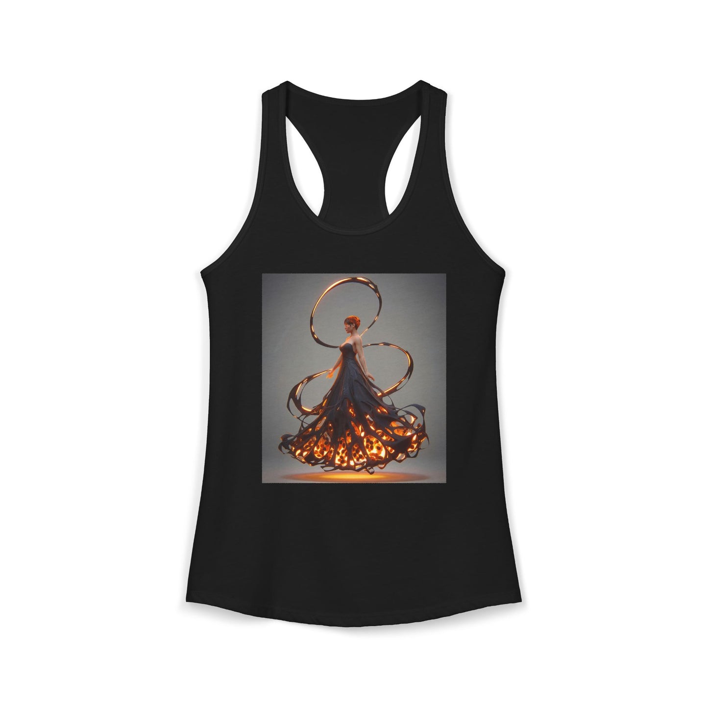 Ember Spiral Women's Ideal Racerback Tank – Glowing Filigree Silhouette