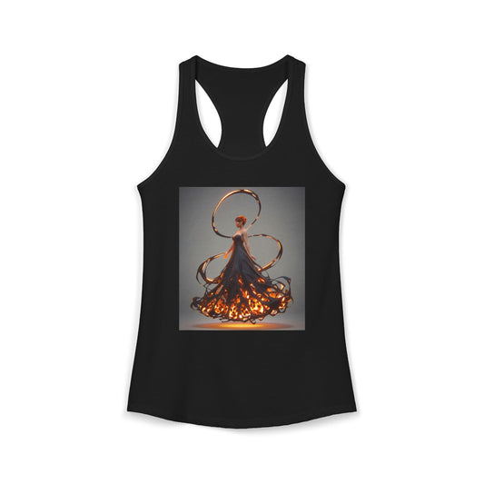 Ember Spiral Racerback Tank – Glowing Obsidian Flame Dress Art