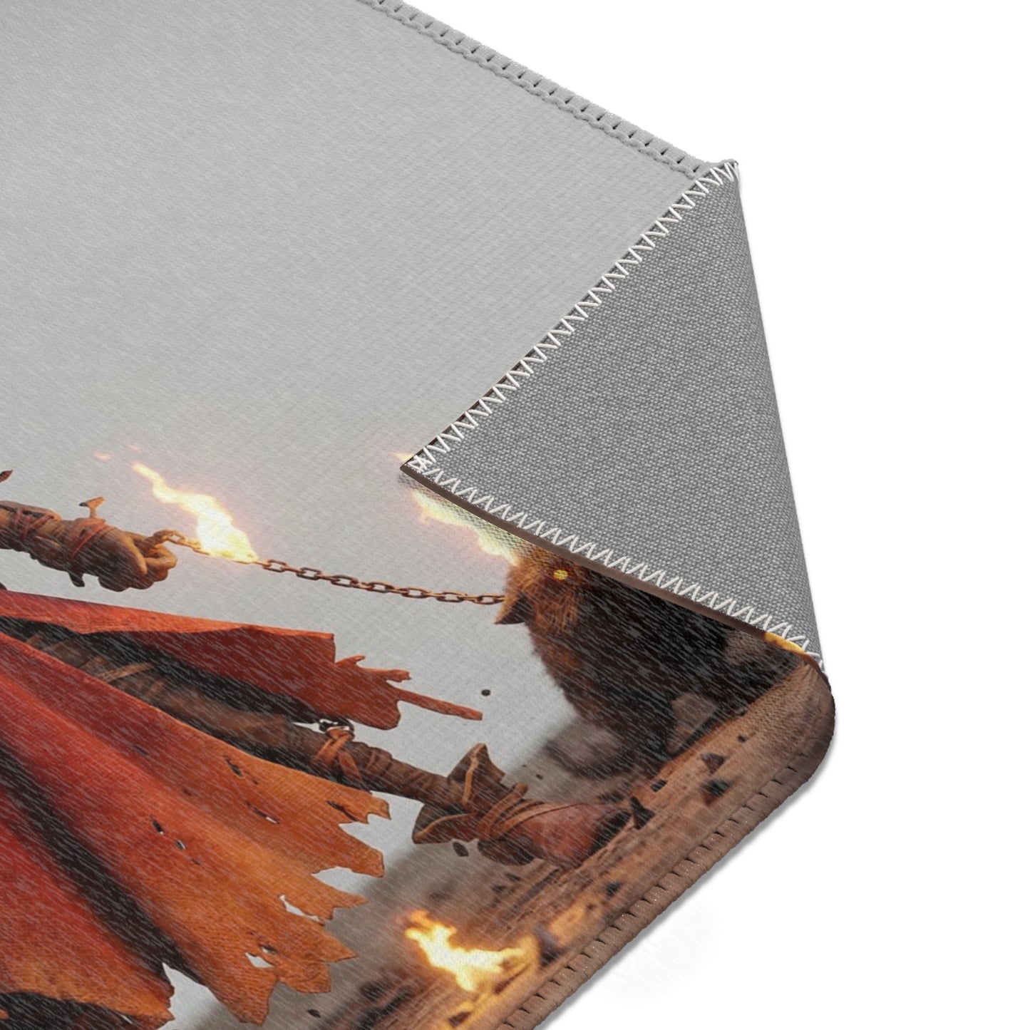 Flame-Winged Sentinel Area Rugs – Desert Mirage with Glowing Feline Companions
