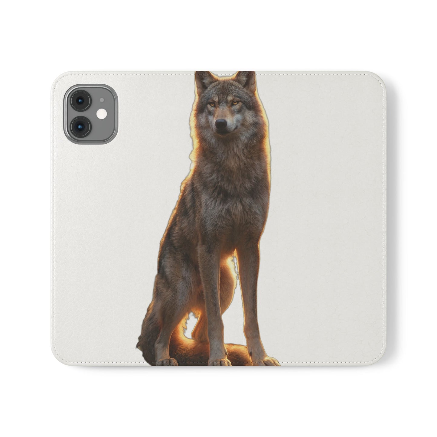 Sunlit Wolf Flip Cases – Golden Hour Sentinel Portrait