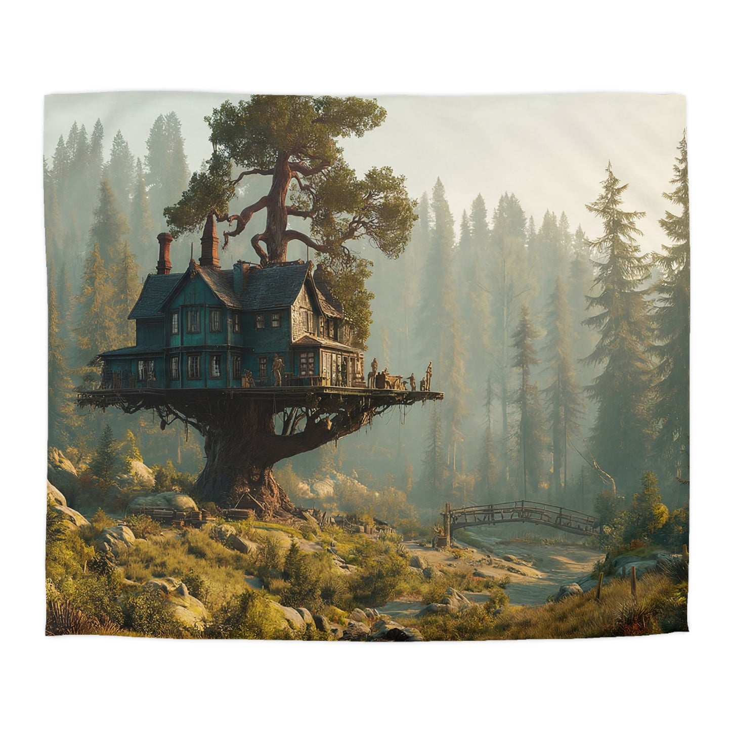Treehouse Haven Microfiber Duvet Cover – Sunrise Over Whispering Pines