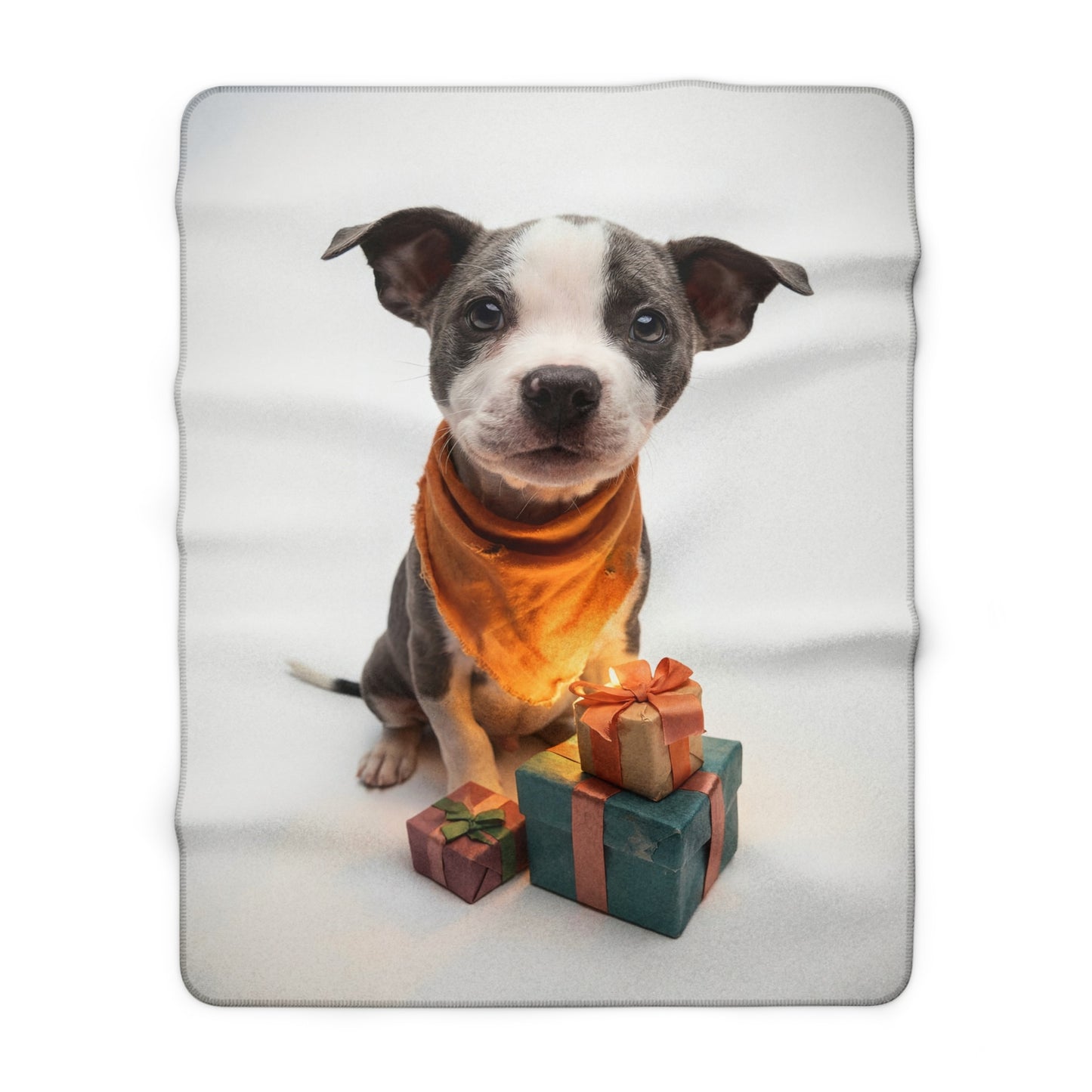 Gift-Wrapped Puppy Sherpa Fleece Blanket – Warmth with a Whimper