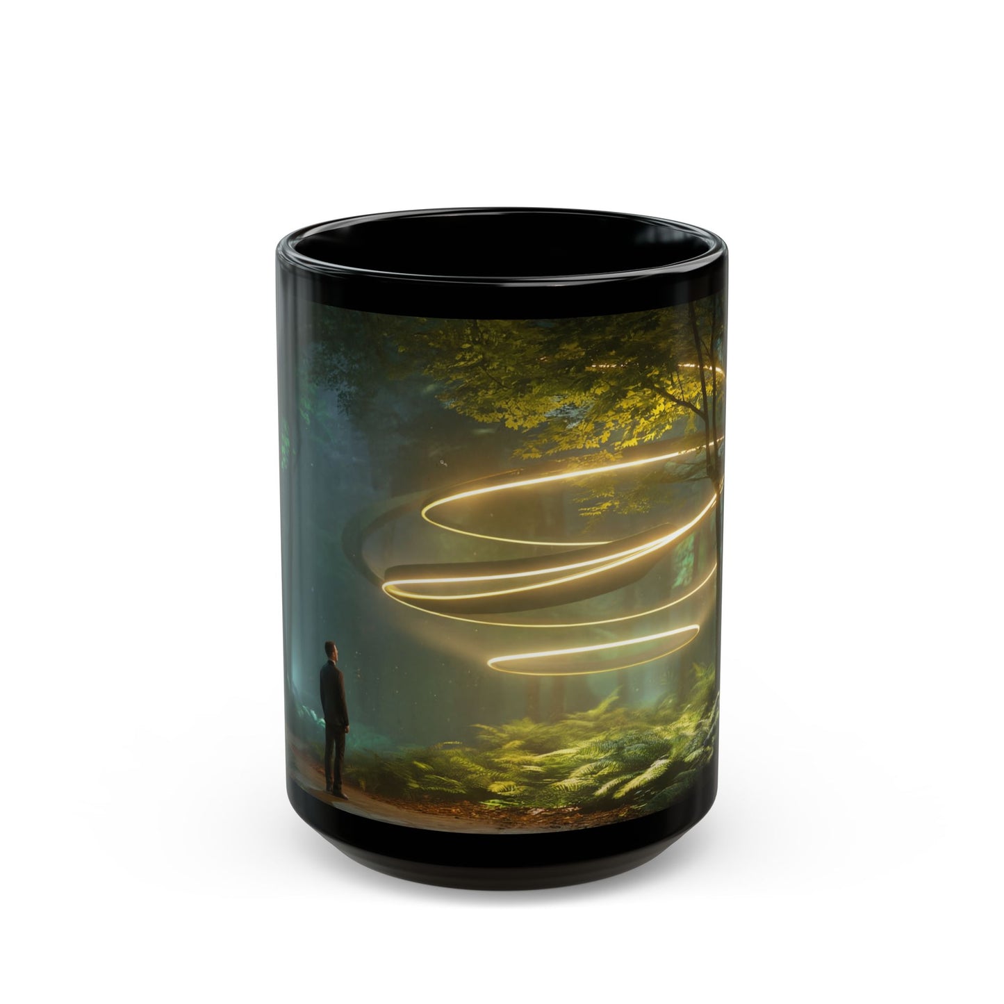 Celestial Spiral Forest Mug – Warm Glow Amidst Ancient Trees