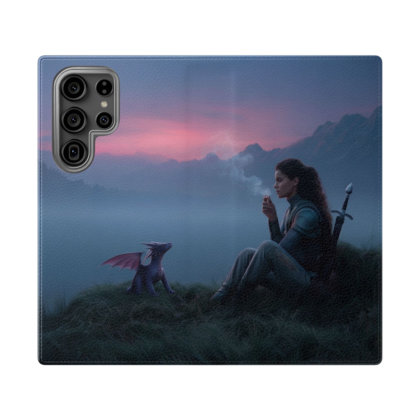Silent Guardian Flip Cases – Misty Dawn Warrior and Dragon Companion