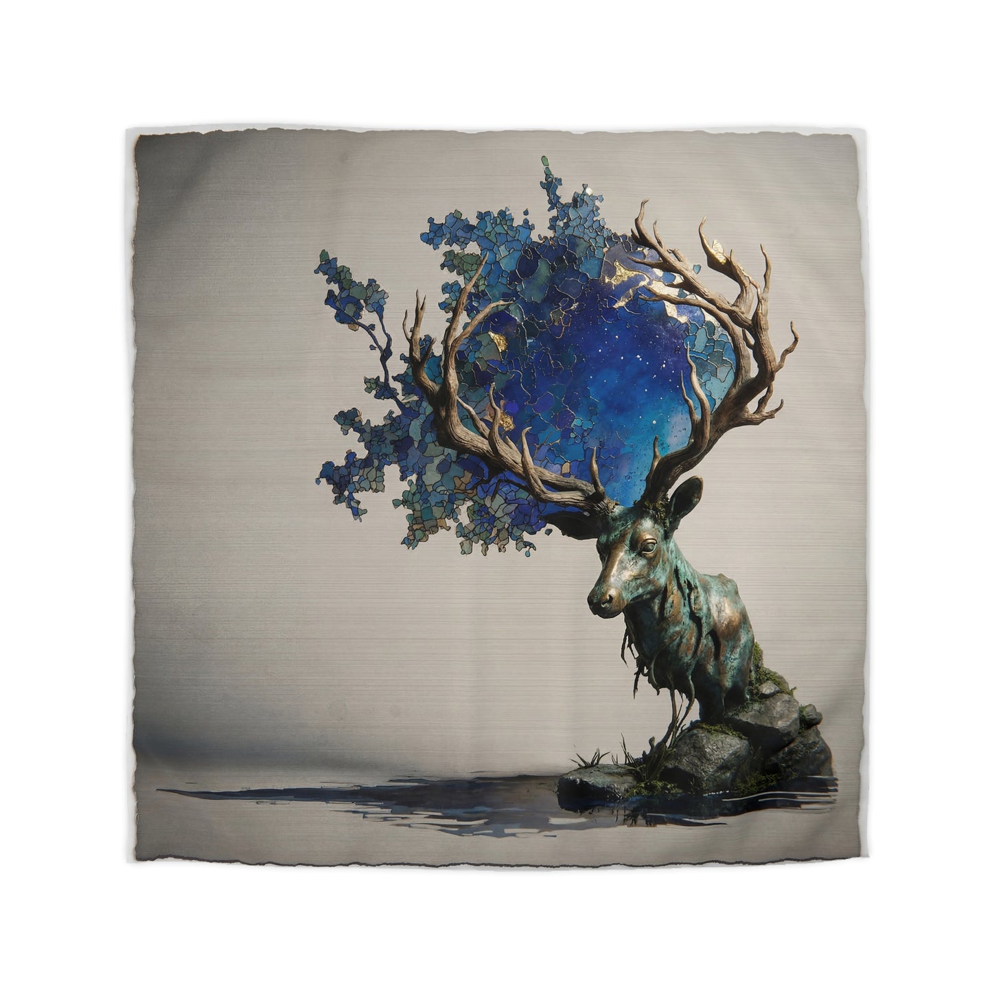 Celestial Stag Microfiber Duvet Cover – Starry Antler Dreamscape