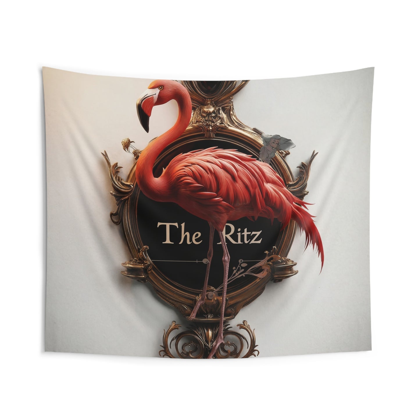 Flamingo Clock Wall Tapestry – The Ritz Elegance in Crimson