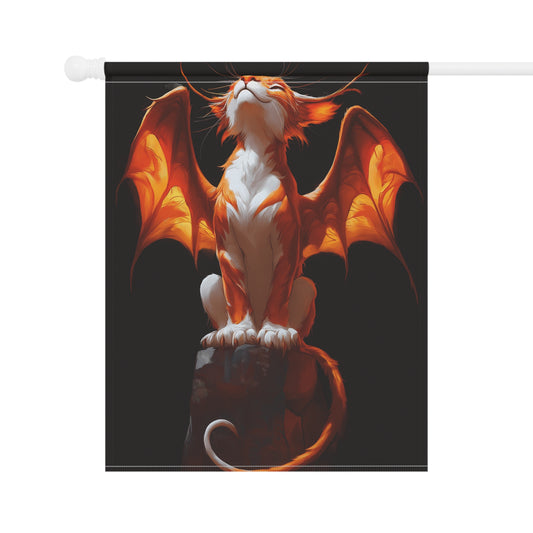 Fiery Winged Cat Dragon - Art Print
