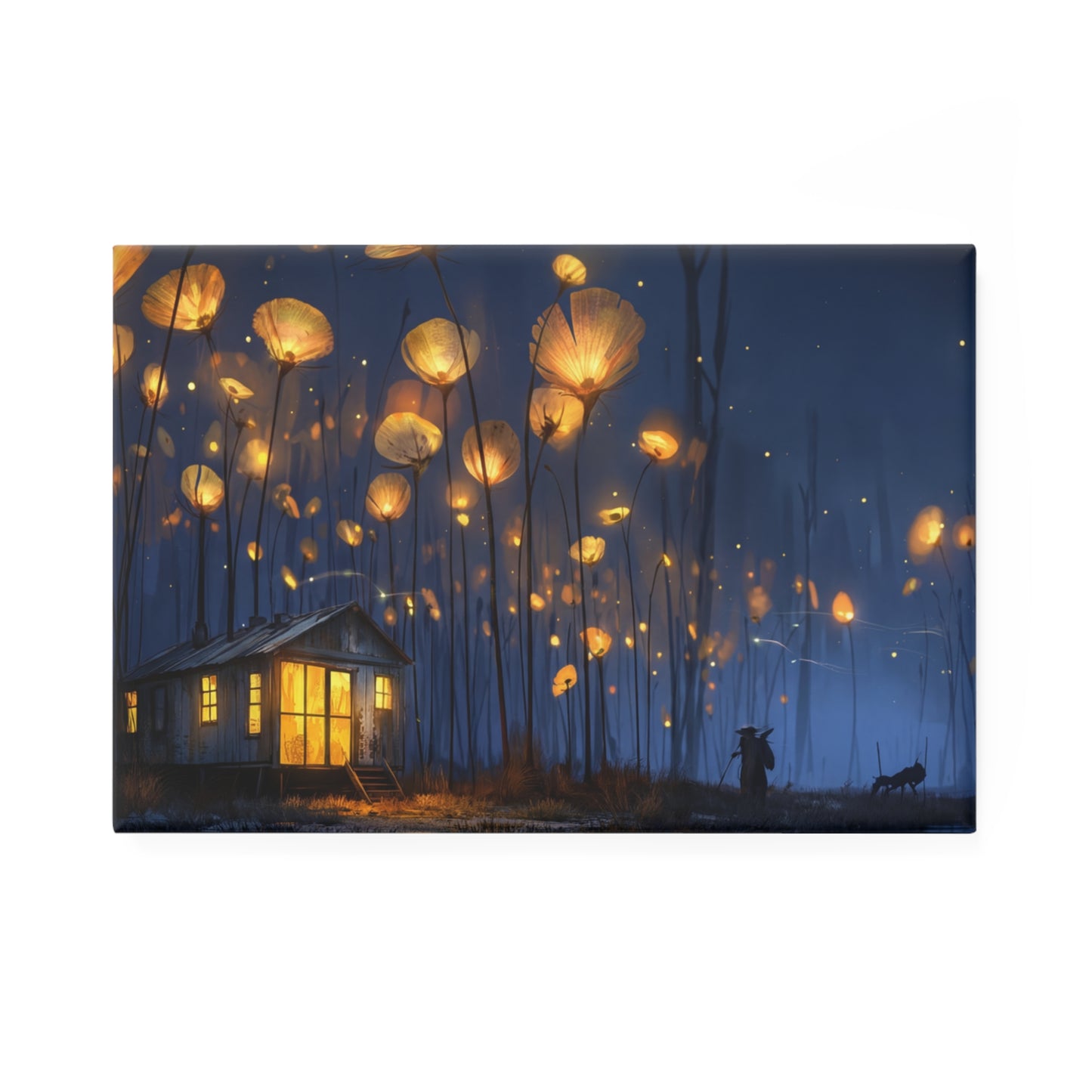 Luminous Flower Field Button Magnet, Rectangle (1 & 10 pcs) – Warm Glow of Solitude