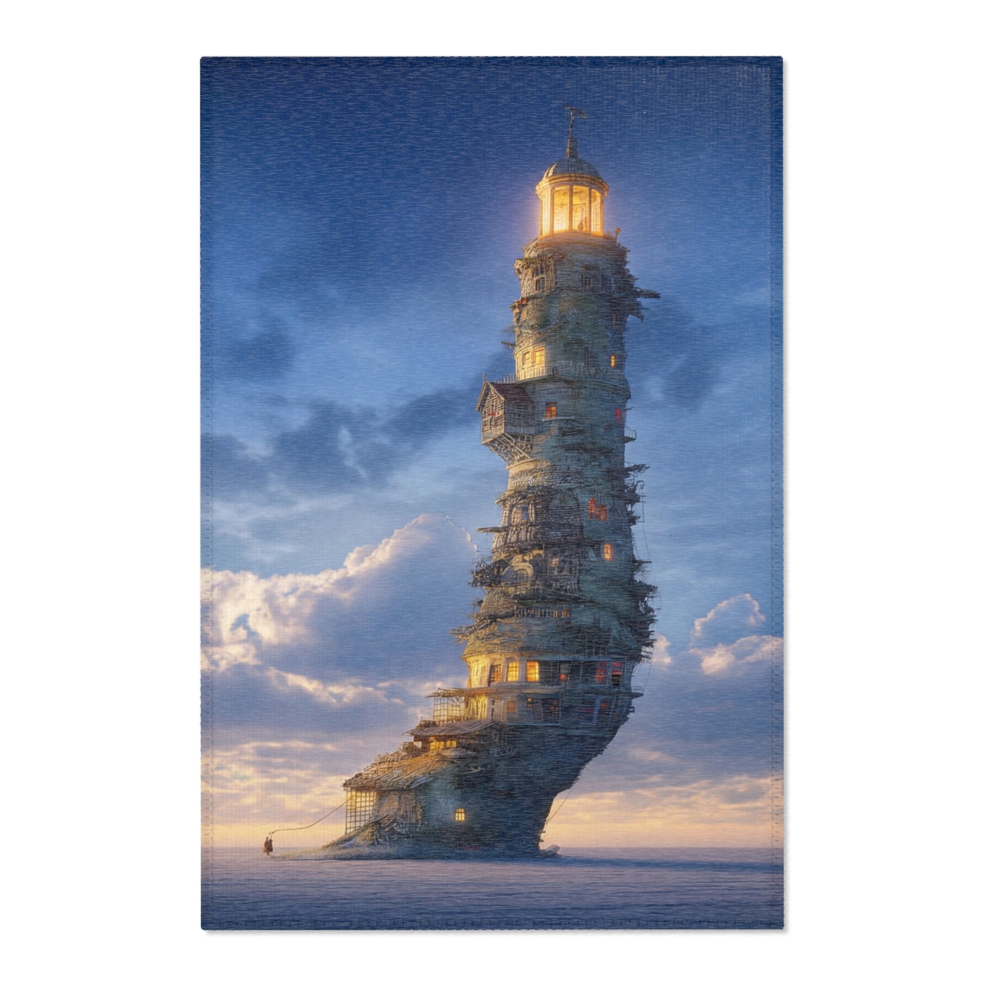Aerial Lighthouse Area Rug – Twilight Skywatcher Dreamscape