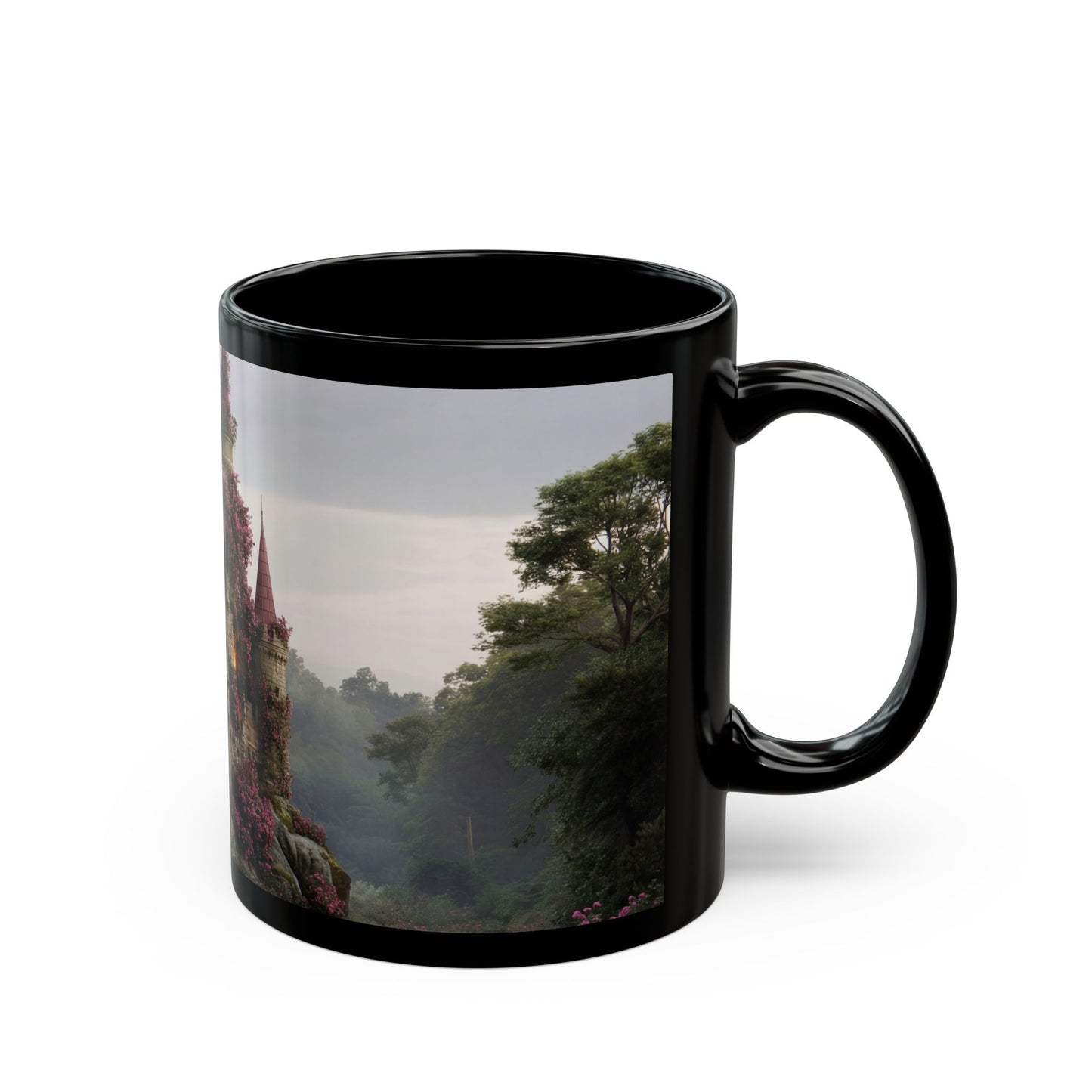 Rose-Spangled Castle Mug – Twilight Bloom Sanctuary
