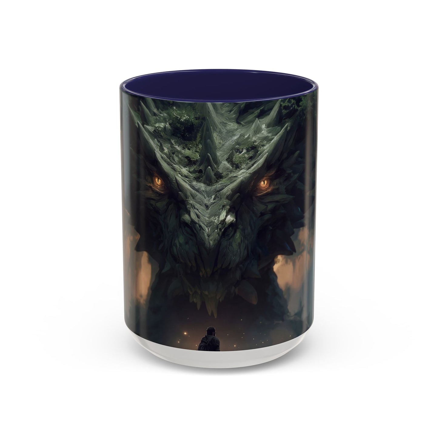 Ancient Dragon Sentinel Accent Coffee Mug (11, 15oz) – Forest Guardian at Dawn