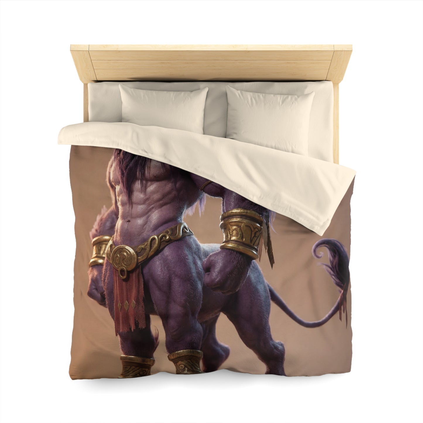 Purple Bull Sentinel Microfiber Duvet Cover – Regal Warrior of the Golden Dawn