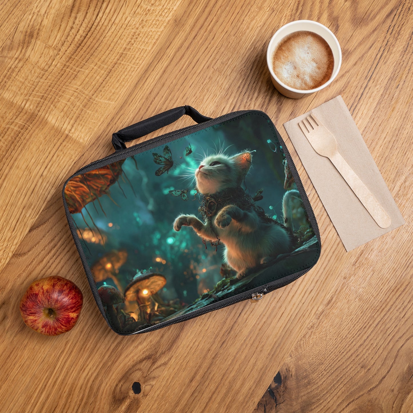 Whispering Forest Kitten Lunch Bag – Guardian of Glowing Fungi