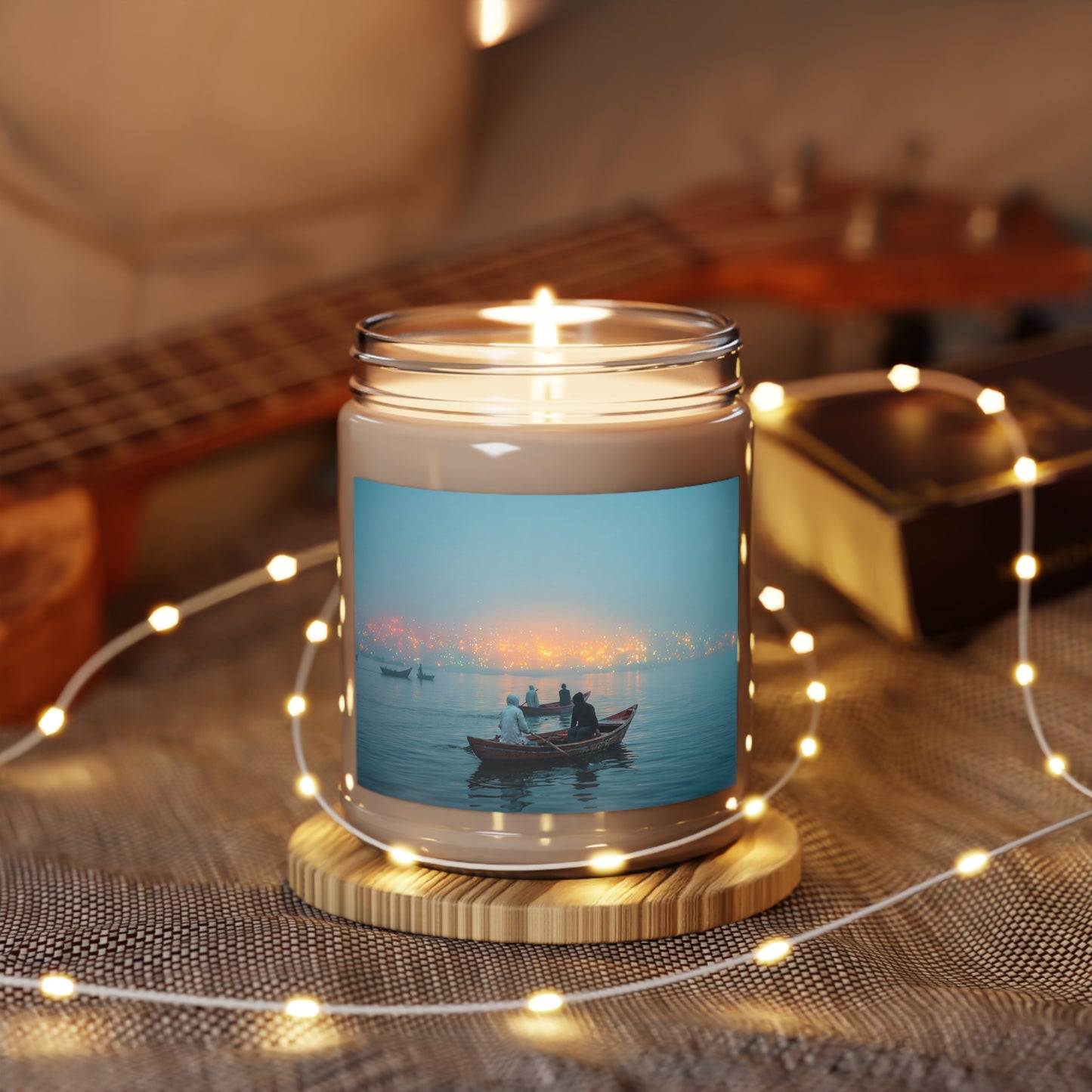Misty Riverboat Scented Soy Candles with White Lid, 9oz – Golden Glow Across the Water