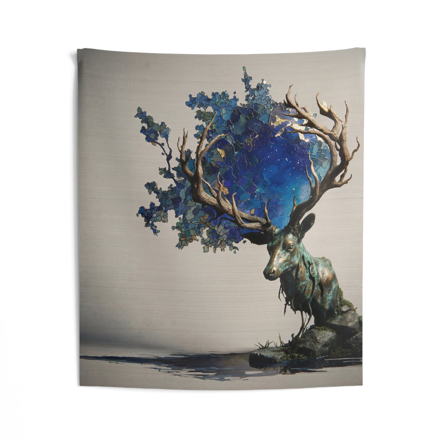 Celestial Stag Indoor Wall Tapestries – Midnight Sky Antlers