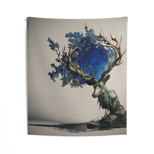 Celestial Stag Indoor Wall Tapestries – Starry Antler Dreamscape